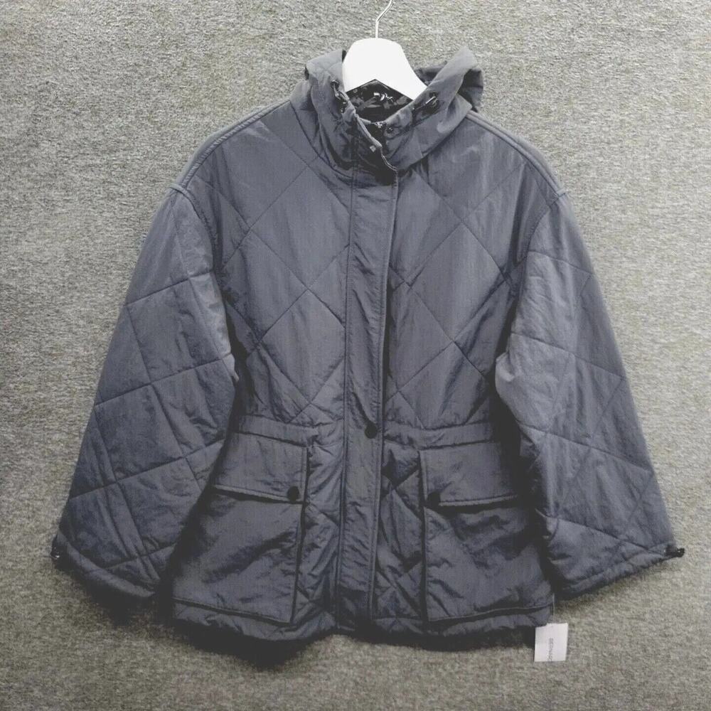 Bernardo Fashions Anorak Women's Medium Gray Crinkle Nylon Technical Jacket NWT